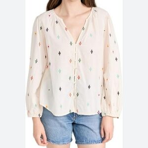 Velvet by Graham & Spencer Elizabeth Embroidered Boho Long Sleeve Blouse…
